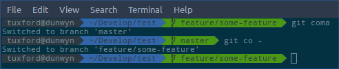 git checkout shortcuts